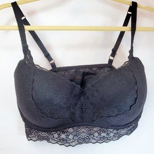 PINK Victoria's Secret Push Up Black Lace Bralette Size L (DD) EXCELLENT